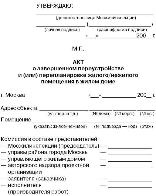 образец акта выполнения предписания